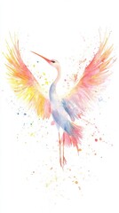 Obraz premium Crane with Wings Wide Open Symbolizing Courage