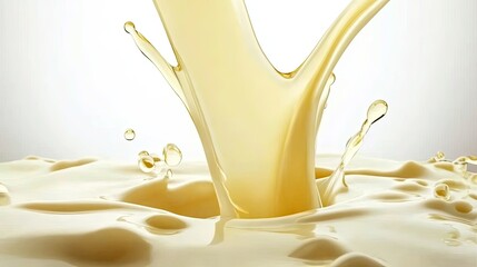 Pouring Fresh Milk Into a Bowl Creating Splashes in Morning Light Generative AI