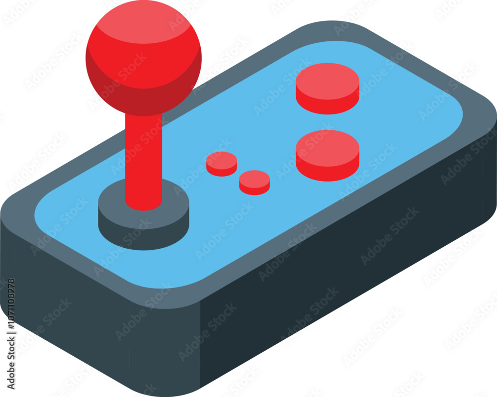 Aufkleber isometric view of a retro joystick, highlighting its classic design and functionality for an immersi