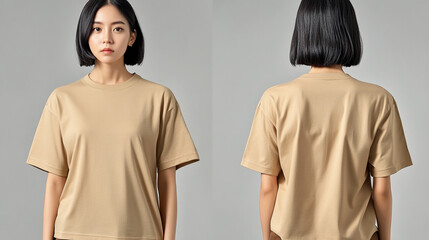Blank Beige T Shirt Mockup   Front and Back View for Design Presentation
