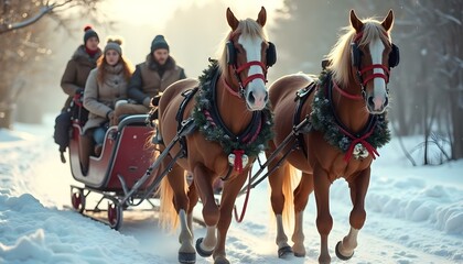 Winter Wonderland: A Traditional Old-Fashioned Sleigh Ride Through Snowy Landscapes