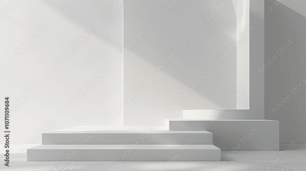 Poster minimalist white cube podium for product display presentation in studio backdrop