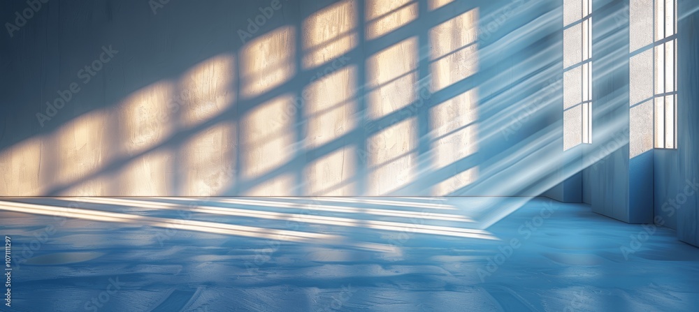 Poster minimalist abstract white background with light shadows and window overlays for product presentation