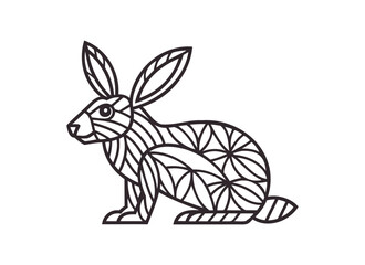 Intricate Rabbit Line Art Illustration for Wildlife and Nature Designs