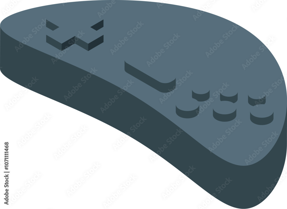 Poster gray boomerang shaped game controller with buttons and directional pad isometric icon isolated on wh