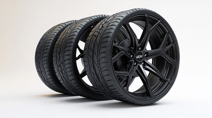 Black Car Tires and Rims Closeup  Automotive Parts  Performance  Tuning