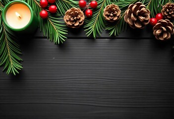 christmas table top with mistle toe and holiday decoration