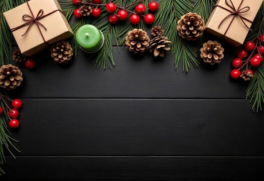 christmas table top with mistle toe and holiday decoration