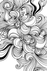 Fototapeta premium Coloring book illustration of Abstract Aurora Design