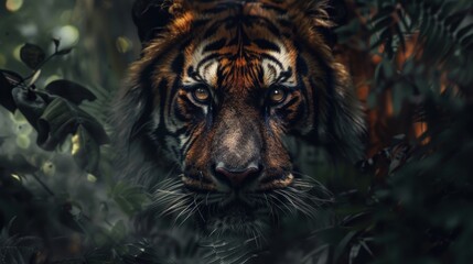 portrait of a fierce wild tiger.