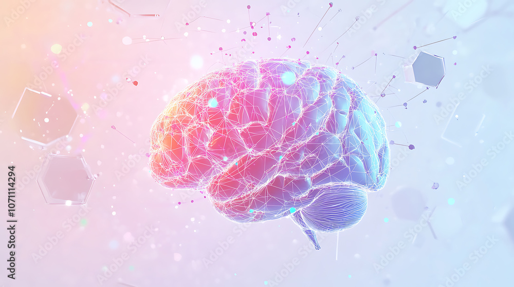 Leinwandbilder a colorful illustration of an abstract brain with neural connections, set against a white background