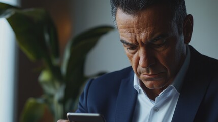 Serious Businessman on Phone in Office