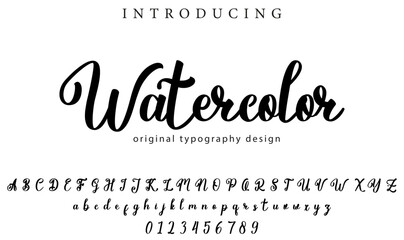 Watercolor Font Stylish brush painted an uppercase vector letters, alphabet, typeface
