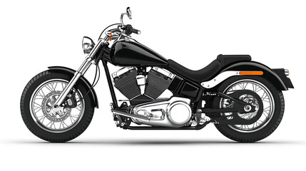Obraz premium A black motorcycle isolated on a white background