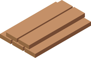 Wooden planks stacked on top of each other, forming an interesting isometric arrangement, ready for woodworking projects