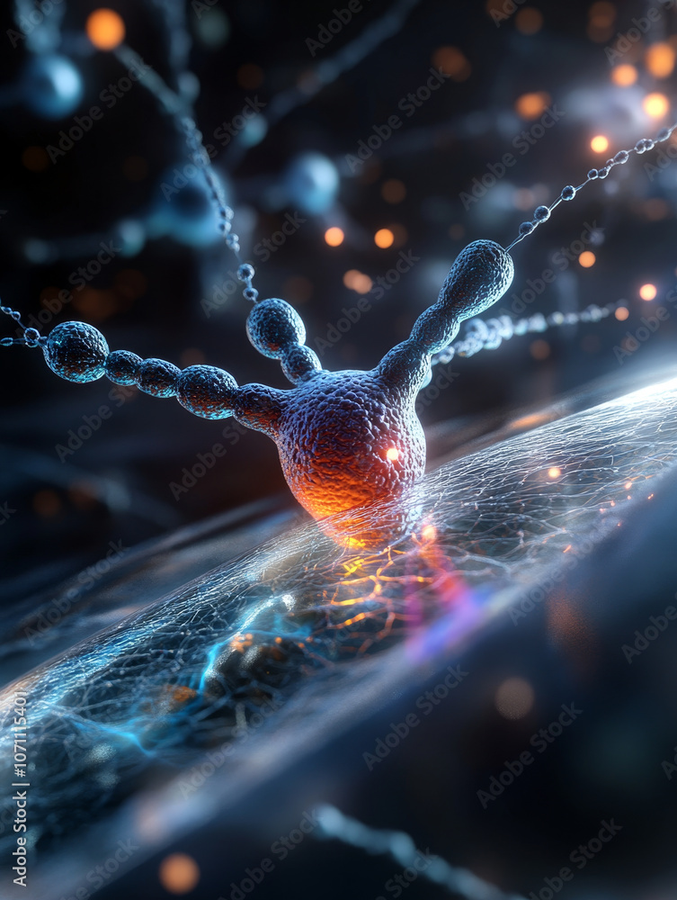 Poster 3d representation of neurotransmitter molecule illustrating its complex structure and interactions w