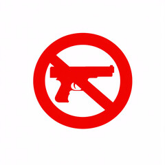 A red circle with a diagonal line crossing over a handgun symbolizes a prohibition on firearms.