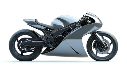 A gray motorcycle isolated on a white background