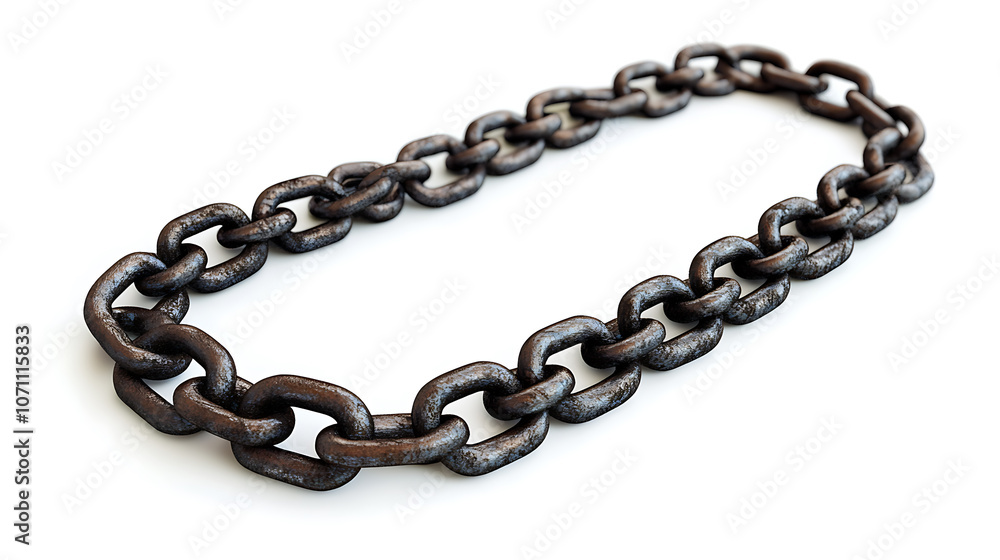 Poster 3d rendering of a metal chain isolated on a white background