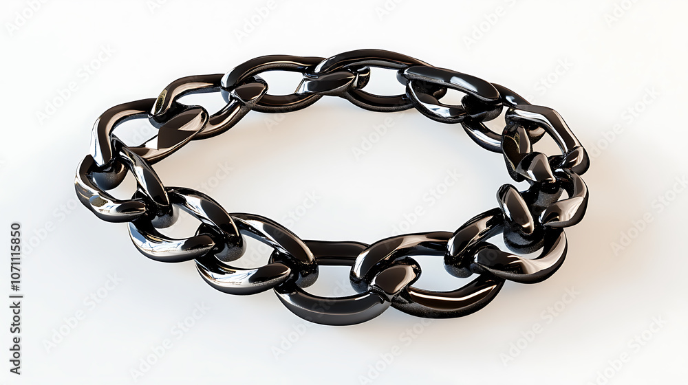 Aufkleber 3d rendering of a metal chain isolated on a white background