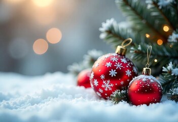Christmas balls with white festive background