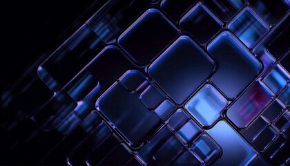 Stylish Blend of Rounded Rectangles, Cubes, and Spheres on Darkened Background