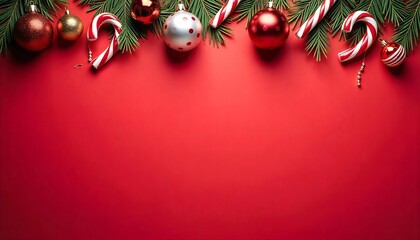 Christmas Red table top decoration with empty space 