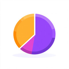 Obraz premium A colorful pie chart displaying segmented data with three sections in vibrant colors: orange, purple, and pink.