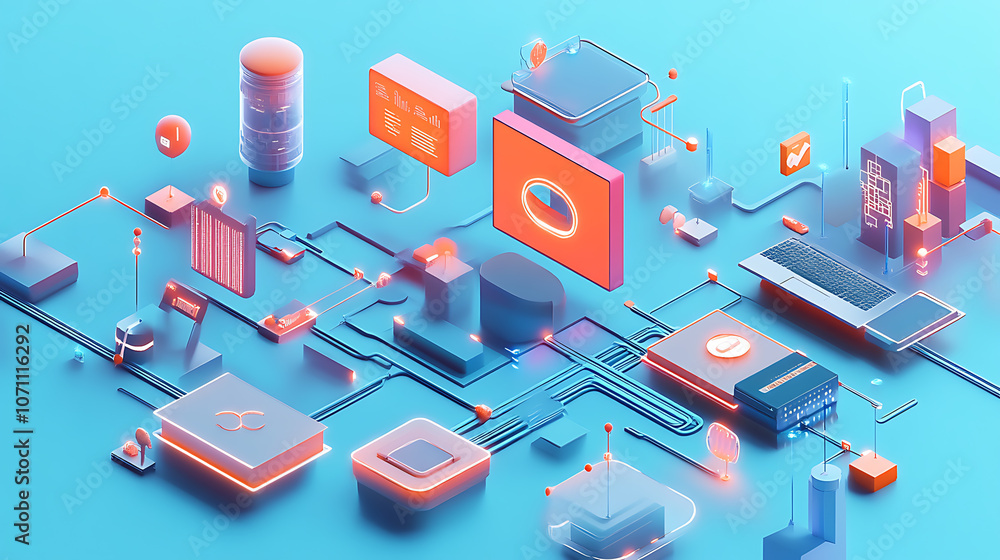 Poster a 3d illustration representing a global distribution system (gds), a digital network facilitating tr