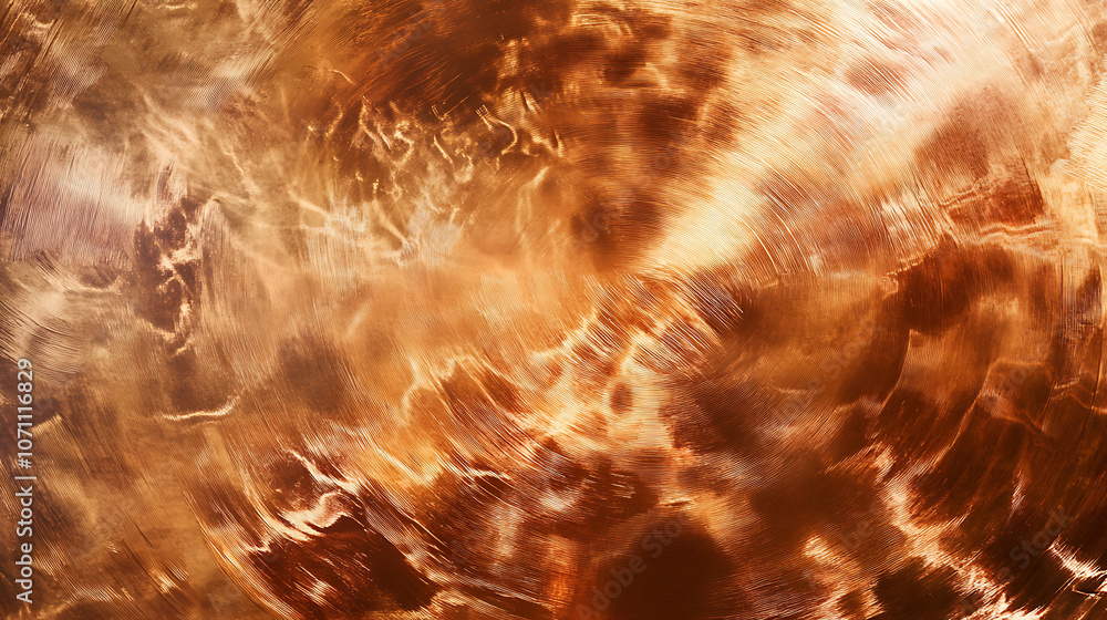 Poster abstract brushed copper surface metallic texture, retro background design with free text space