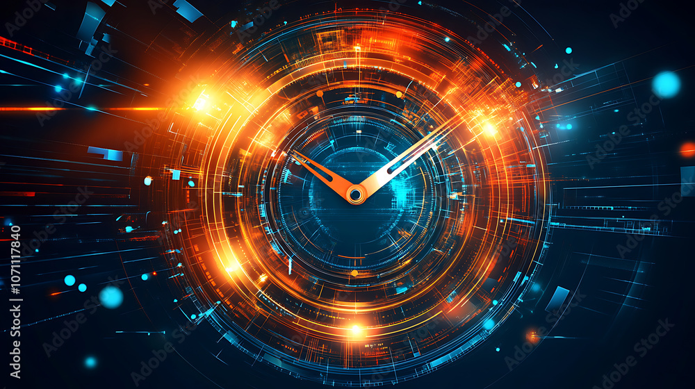 Aufkleber abstract futuristic technology background featuring a time machine and clock concept that can rotate