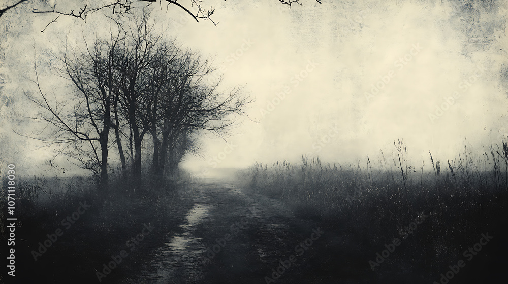 Poster An eerie Image is a composite of my photos, No filters have been used, black and white grunge texture or background with space for text or image