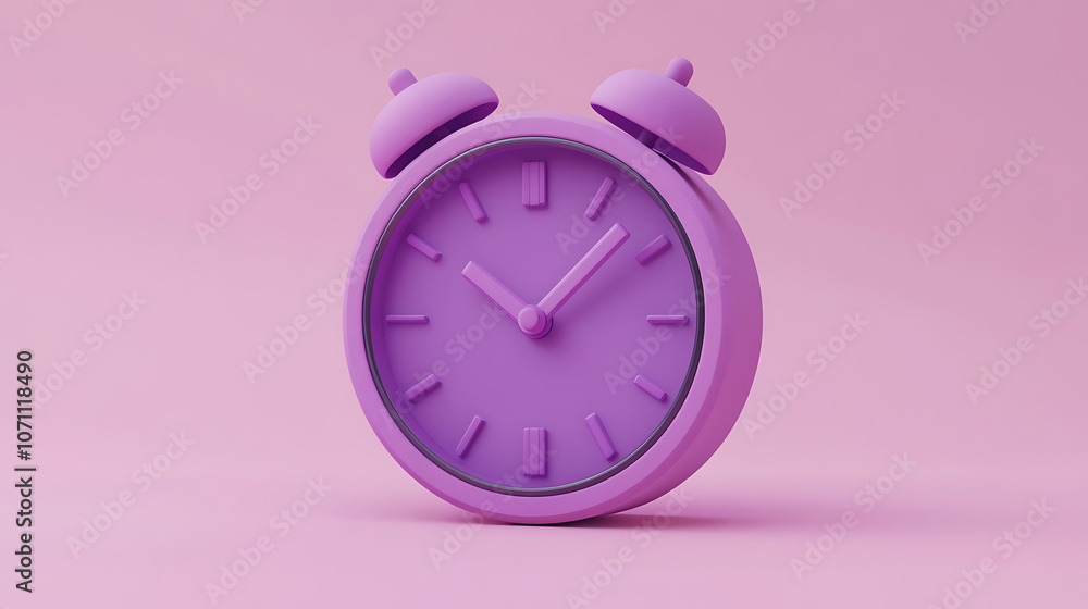 Aufkleber analog timekeeping with a purple clock icon the three-of the clock pointer is floating on a solitary