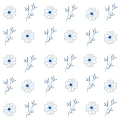 seamless pattern with blue flowers ilustration