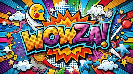 Playful Pop Art Background with WOWZA! Bold Graphics and Dynamic Visuals for Urban Exploration Photography