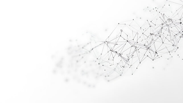 Abstract background with a neural network and neurons Neon gradient style, light grey color, white background