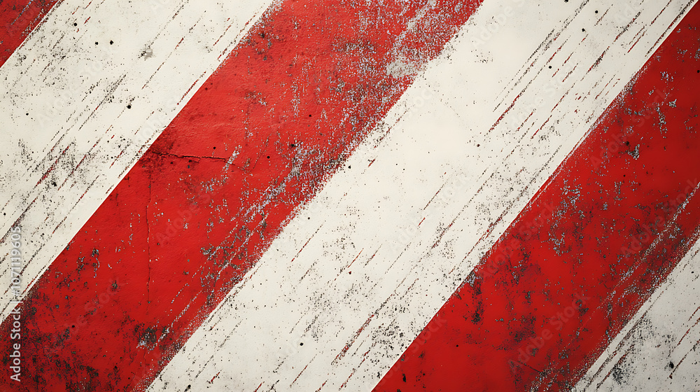 Poster abstract background with diagonal lines in red and white, featuring a grainy texture for an industri