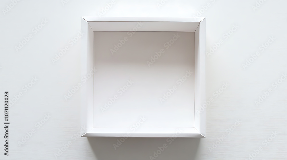 Fototapete a top view of an empty white paper box with a transparent window, isolated on a white background