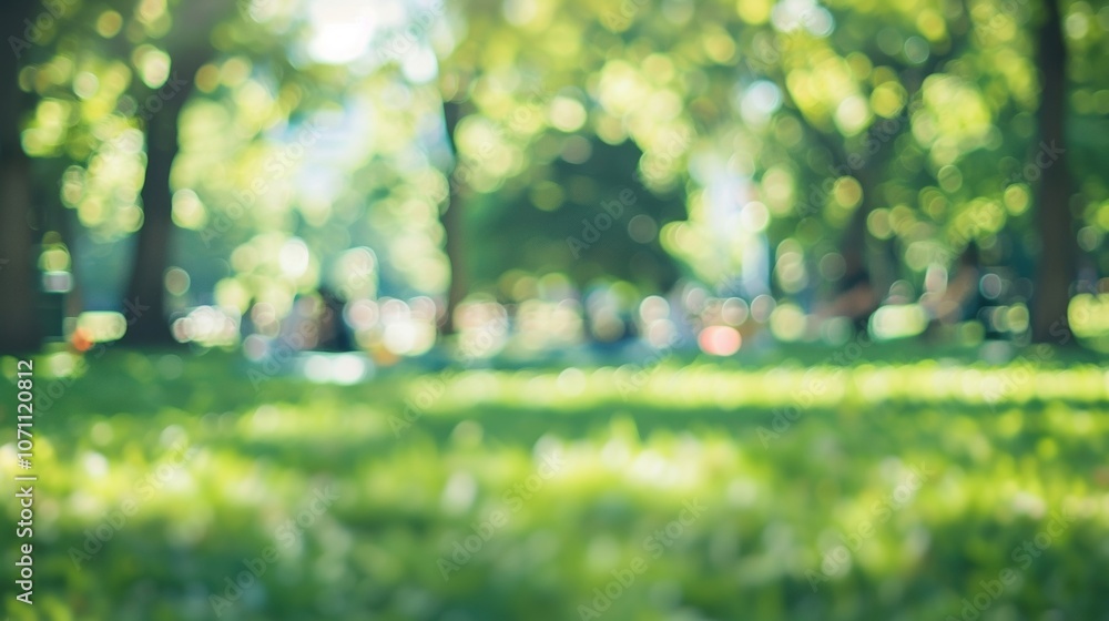 Aufkleber soft blurred colors of a park picnic creating a peaceful and inviting atmosphere for all to enjoy.
