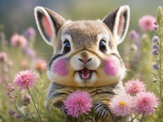 Obraz premium rabbit and flowers