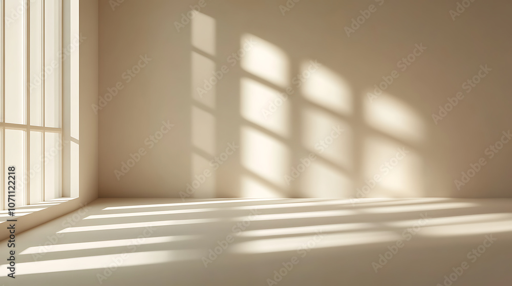 Aufkleber Light beige background for product presentation with a light and shadows pattern on it