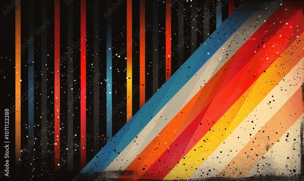 Poster abstract retro background with colorful stripes and space for text