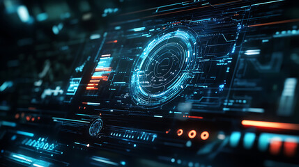 Obraz premium Futuristic interface displaying secure network with advanced tech protocols