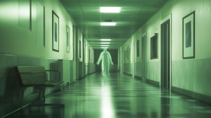Fototapeta premium hospital with ghost at night