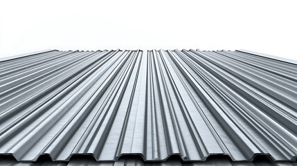 Obraz premium Isolated corrugated metal sheets against a white backdrop, 3D illustration