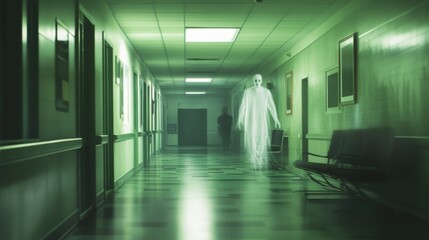 Obraz premium hospital with ghost at night