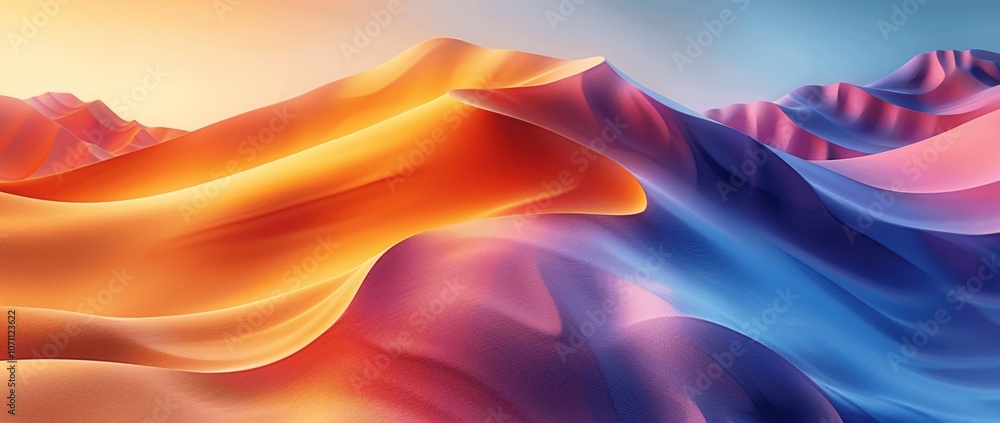 Poster 3d colorful gradient background with curved shapes and intertwined lines