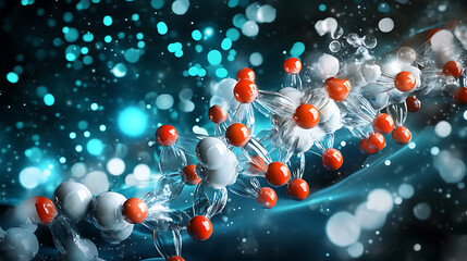 Digital 3D artwork illustrating components of targeted protein degrader drug technologies