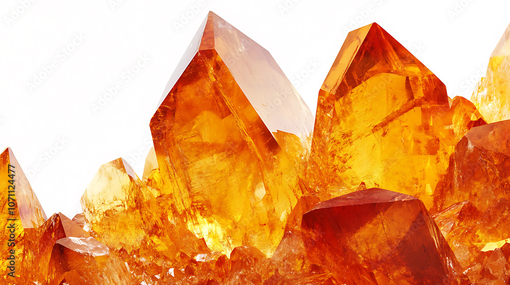Aufkleber extremely sharp and detailed close-up macro of an orange citrine quartz crystal mineral stone cluste