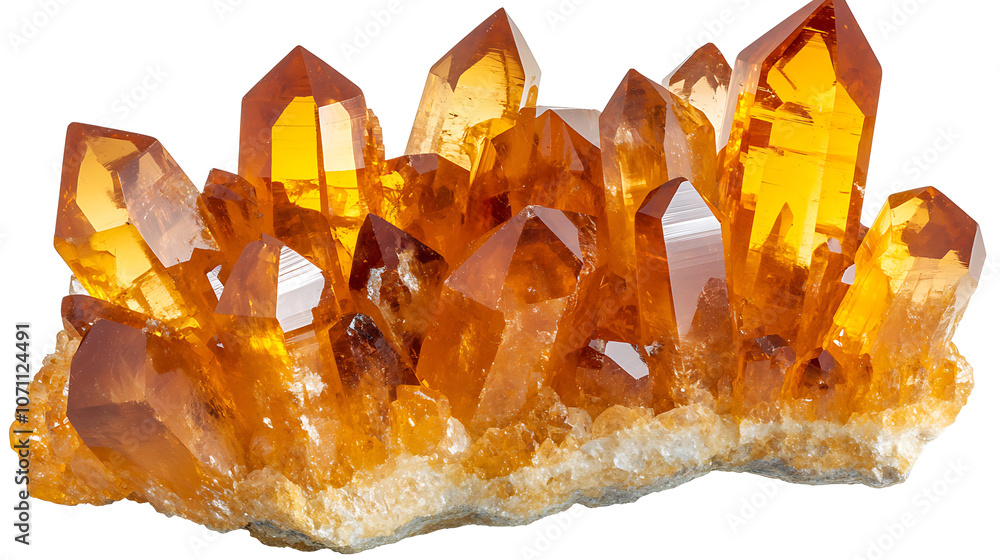 Aufkleber extremely sharp and detailed close-up macro of an orange citrine quartz crystal mineral stone cluste